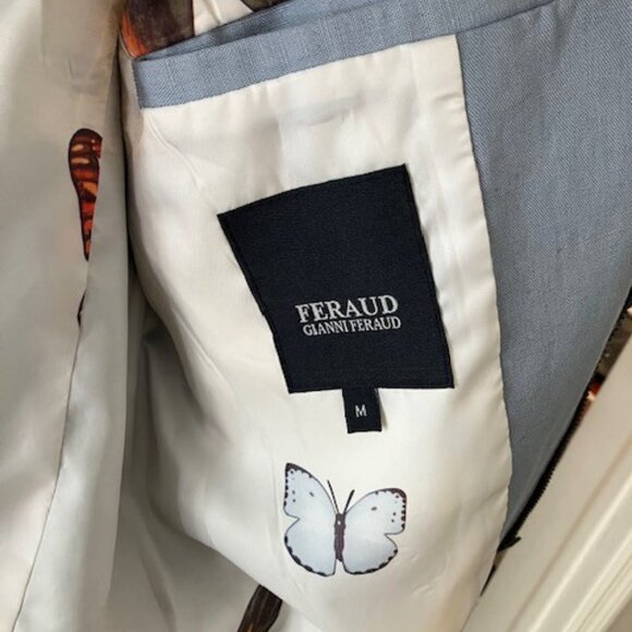 Feraud Bomber Jacket Linen Men's Size M-Blue-Excellent Condition - Picture 4 of 6